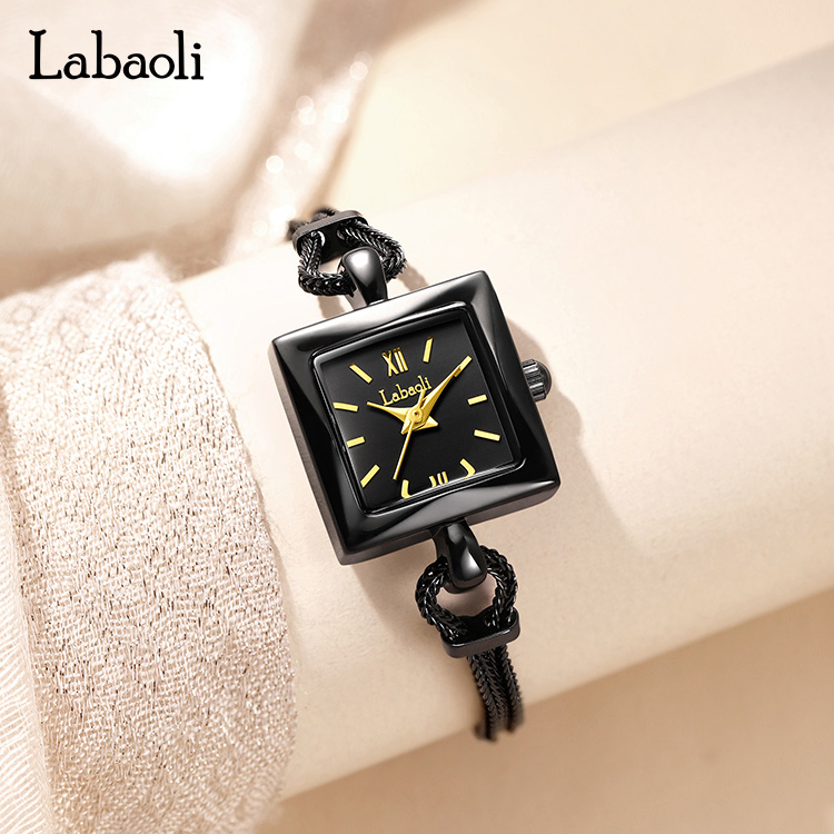 Labaoli Black Watch (LA691) - Square Design with Unique Chain Strap