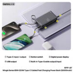 ⁦باور بانك ريماكس RPP-87 سعة 20,000 مللي أمبير بقوة 65 واط مع كابل Type-C مدمج وشاشة رقمية.⁩ - الصورة ⁦3⁩