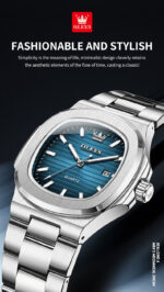 OLEVS Nautilus Watch - Silver Edition with Royal Blue Dial - Image 2