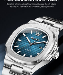 Alternative view of OLEVS Nautilus Watch - Silver Edition with Royal Blue Dial