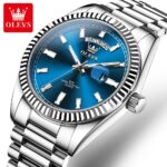 OLEVS Classic Business Watch - Silver & Deep Blue Dial (Model 5650) - Image 4
