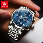 OLEVS Luxury Chronograph Watch - Silver & Blue Dial Edition (Model 2858) - Image 8