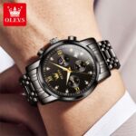 OLEVS Luxury Chronograph Watch - Full Black with Gold Color Details (Model 2858) - Image 8