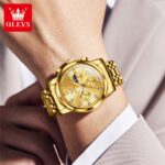 ⁦ساعة OLEVS الكرونوغراف - لون ذهبي بالكامل (موديل 2858)⁩ - الصورة ⁦6⁩
