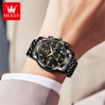 OLEVS Luxury Chronograph Watch - Full Black with Gold Color Details (Model 2858) - Image 9