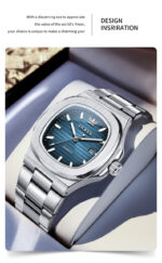 OLEVS Nautilus Watch - Silver Edition with Royal Blue Dial - Image 3