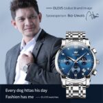 OLEVS Luxury Chronograph Watch - Silver & Blue Dial Edition (Model 2858) - Image 10