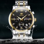 OLEVS Luxury Chronograph Watch - Silver & Gold Color with Black Dial (Model 2858) - Image 12