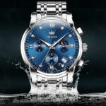 OLEVS Luxury Chronograph Watch - Silver & Blue Dial Edition (Model 2858) - Image 11