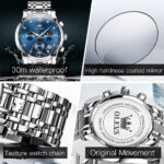 OLEVS Luxury Chronograph Watch - Silver & Blue Dial Edition (Model 2858) - Image 12