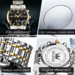 OLEVS Luxury Chronograph Watch - Silver & Gold Color with Black Dial (Model 2858) - Image 13