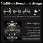 OLEVS Luxury Chronograph Watch - Full Black with Gold Color Details (Model 2858) - Image 13
