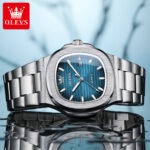 OLEVS Nautilus Watch - Silver Edition with Royal Blue Dial