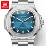 OLEVS Nautilus Watch - Silver Edition with Royal Blue Dial - Image 4