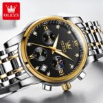 OLEVS Luxury Chronograph Watch - Silver & Gold Color with Black Dial (Model 2858) - Image 5