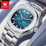 OLEVS Nautilus Watch - Silver Edition with Royal Blue Dial - Image 12
