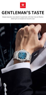 OLEVS Nautilus Watch - Silver Edition with Royal Blue Dial - Image 5