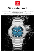 OLEVS Nautilus Watch - Silver Edition with Royal Blue Dial - Image 8