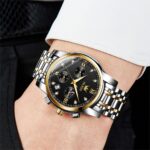 OLEVS Luxury Chronograph Watch - Silver & Gold Color with Black Dial (Model 2858) - Image 6