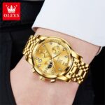 ⁦ساعة OLEVS الكرونوغراف - لون ذهبي بالكامل (موديل 2858)⁩ - الصورة ⁦7⁩