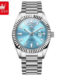 Alternative view of OLEVS Classic Business Watch - Silver & Ice Blue Dial (Model 5650)