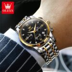 OLEVS Luxury Chronograph Watch - Silver & Gold Color with Black Dial (Model 2858) - Image 8