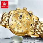 ⁦ساعة OLEVS الكرونوغراف - لون ذهبي بالكامل (موديل 2858)⁩ - الصورة ⁦2⁩