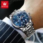 OLEVS Luxury Chronograph Watch - Silver & Blue Dial Edition (Model 2858) - Image 7
