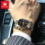 OLEVS Luxury Chronograph Watch - Silver & Gold Color with Black Dial (Model 2858) - Image 9