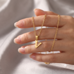 Delicate Initial 'V' Pendant Necklace - Image 3