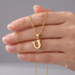Delicate Initial 'U' Pendant Necklace - Image 3